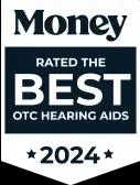 Money's best rated OTC hearing aids of 2022 badge for the Lexie B2 hearing aids