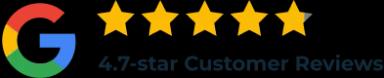 Badge showing the customer review rating of 4.7 stars on Google