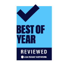 Badge, A badge award stating: USA Today's best reviewed of the Year.