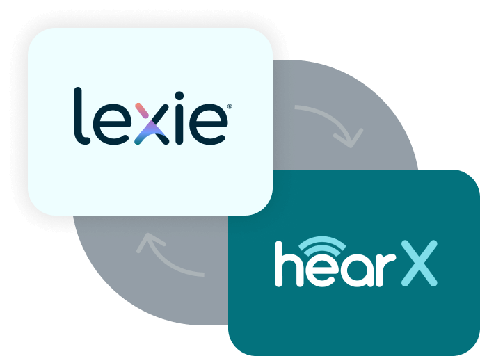 Lexie Hearing and hearX Group logos
